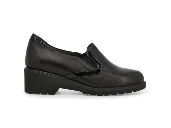 Melluso Mocassino Comfort Donna Nero in Pelle con Tacco Largo R35727Z-254498